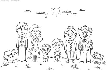 Рисунок семьи мама папа и два сына
