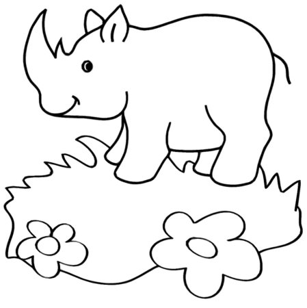 Раскраска носорог для детей 3-4 лет