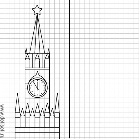 Спасская башня Кремля рисование