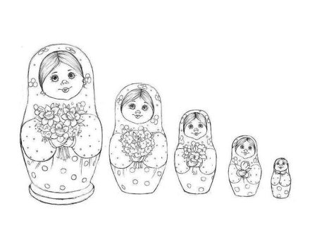 Матрешка раскраска для малышей