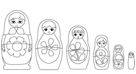 Раскраска матрёшка для детей 3-4 лет