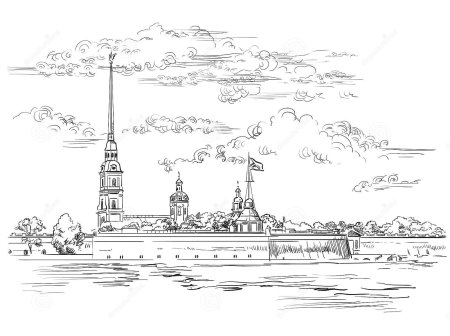 Петропавловская крепость в Санкт-Петербурге рисунок