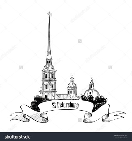 Шпиль Петропавловской крепости вектор