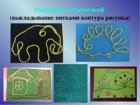 Выкладывание нитками контура рисунка