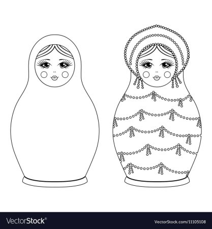 Трафарет Матрёшки для рисования