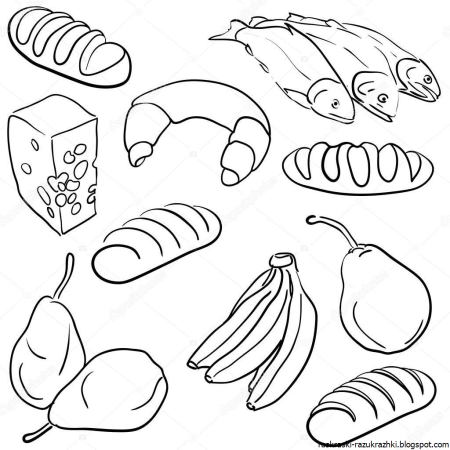 Продукты питания раскраска для малышей