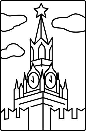 Спасская башня Московского Кремля чб