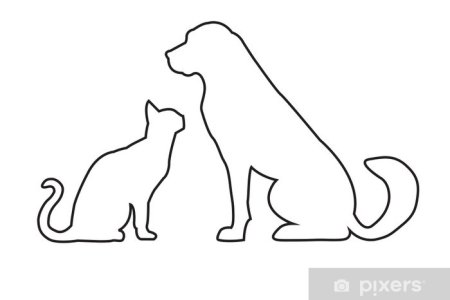 Кошка и собака контур