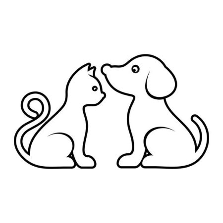 Кошка и собака контур
