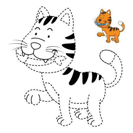 Котенок обводить для детей