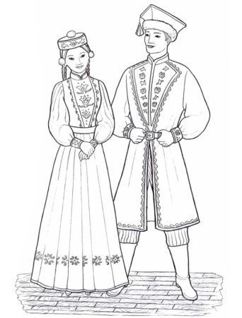 Калмыцкий национальный костюм раскраска