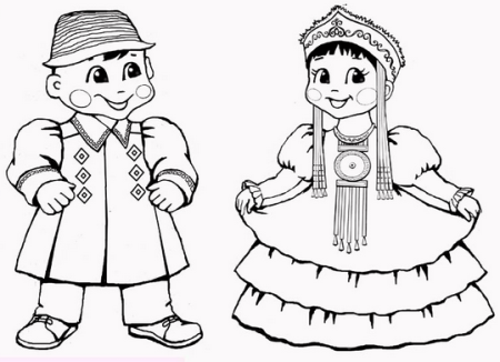 Башкирский национальный костюм раскраска
