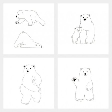 Трафарет белой медведицы с медвежонком для детей (45 фото)