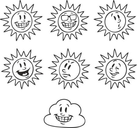 Трафарет солнца для детей (43 фото)