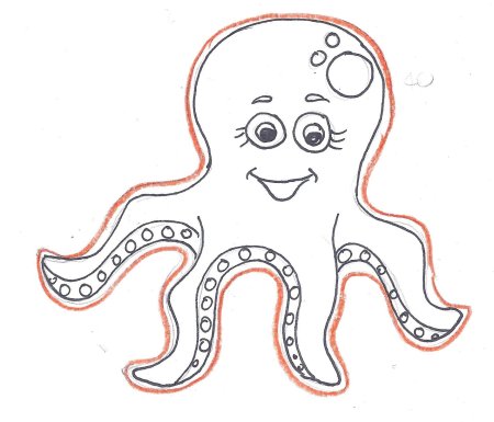 Осьминог трафарет для детей