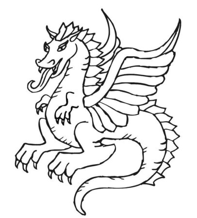 Контуры драконов для рисования