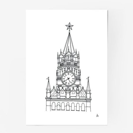 Силуэт Спасской башни Кремля для раскрашивания