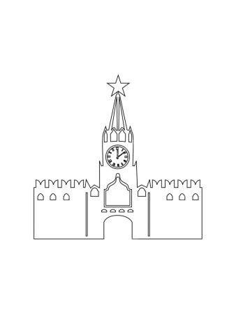 Спасская башня Московского Кремля раскраска
