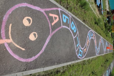 Рисунки на асфальте в детском саду красками