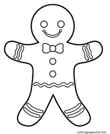 Gingerbread man раскраска для детей