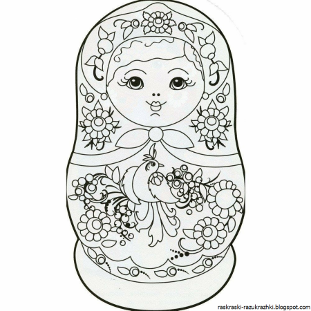 Раскраска матрёшка для детей 3-4 лет