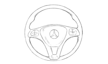 Нарисованный руль автомобиля Мерседес вид сбоку