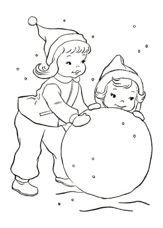 Зимний пейзаж раскраска