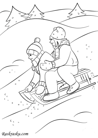 Санки раскраска для детей