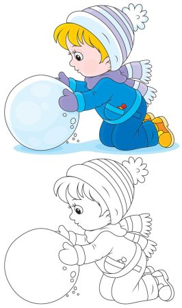Дети катают снежки