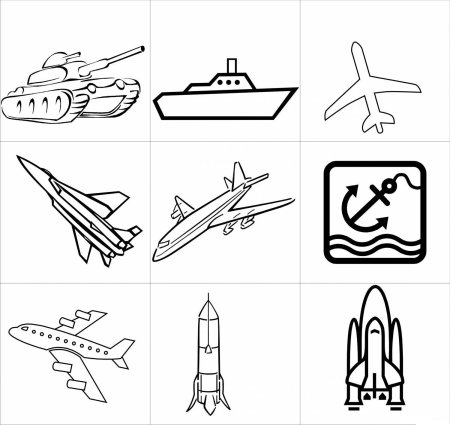 Трафарет военной техники для детей
