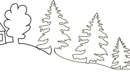 Трафарет зимнего леса для детей (45 фото)