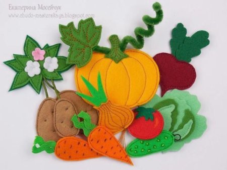 Плоскостные овощи и фрукты из фетра