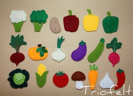 Овощи и фрукты из фетра плоские
