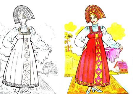 Древнерусский наряд в карандаше