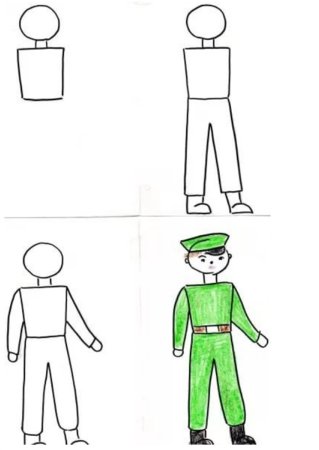 Рисунок солдата для срисовки