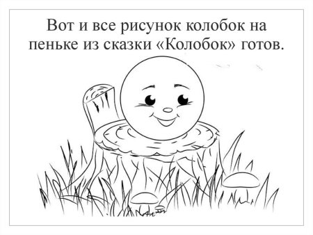 Колобок рисунок для детей карандашом