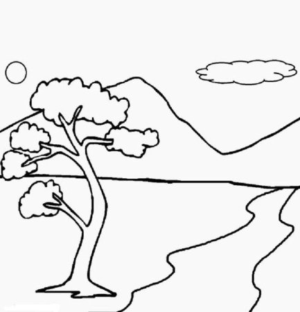 Пейзаж для раскрашивания детям