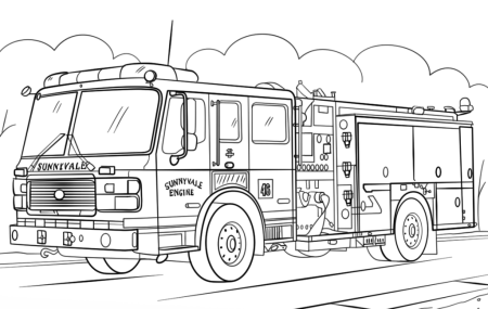 Трафарет пожарной машины для рисования (47 фото)