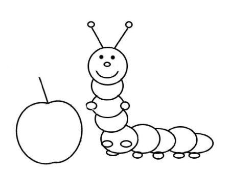 Гусеница раскраска для детей 2-3 лет