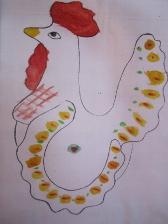 Рисование Дымковский индюк