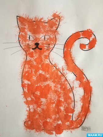 Рисование тычком котенок