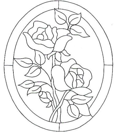 Роза витраж трафарет
