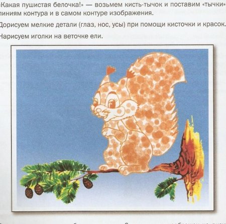Белочка рисование тычком