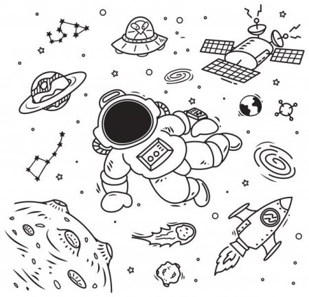 Рисунки на тему космос чёрно белые