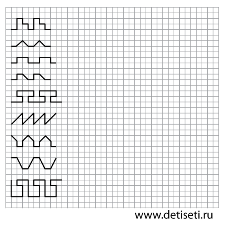 Продолжи узор по клеточкам
