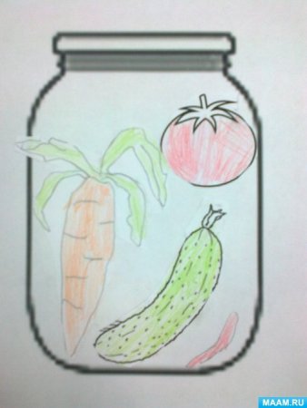Рисование банка с овощами