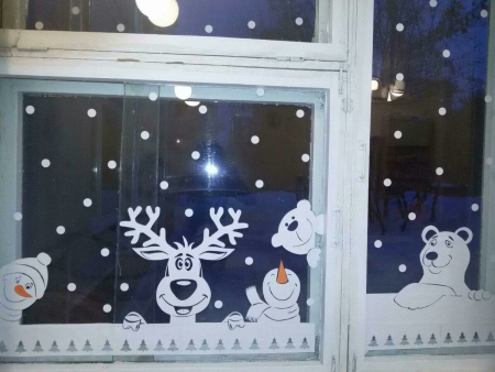 Украшение окон на новый год