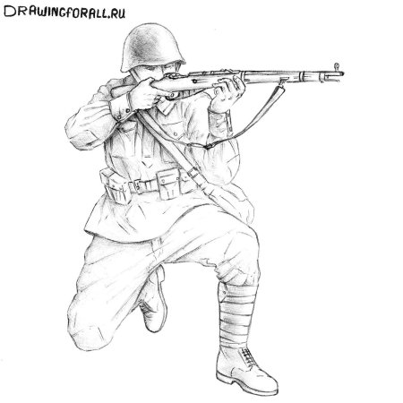 Портрет военного карандашом