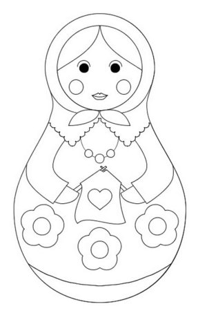 Раскраска матрёшка для детей 2-3 лет