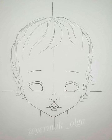 Трафарет для рисования лица текстильной куклы